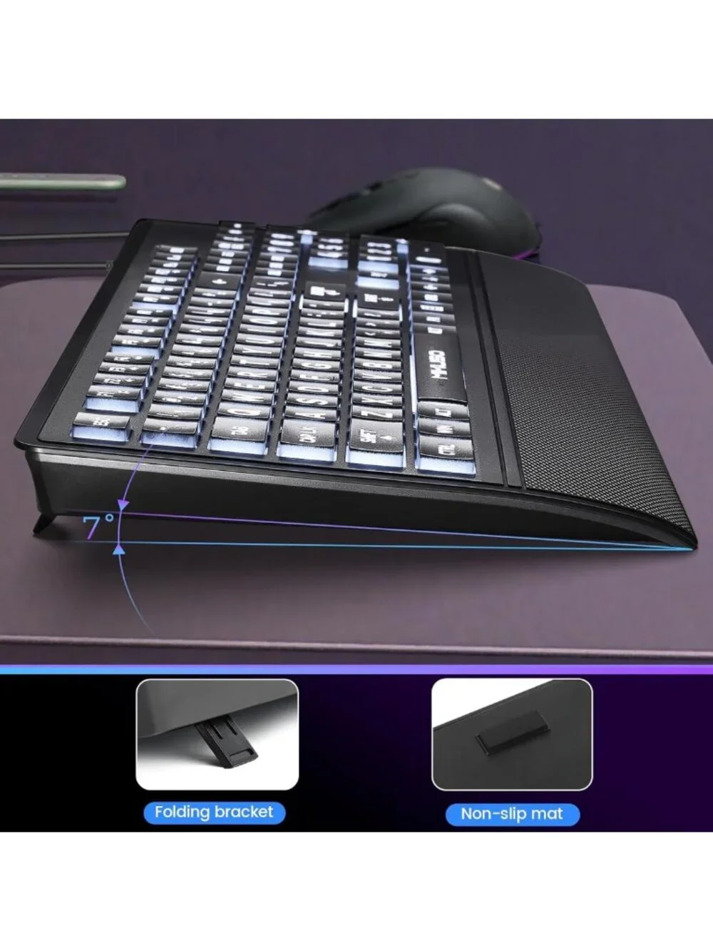 Large Print Backlit USB Keyboard for Seniors | Ergonomic, High Contrast
